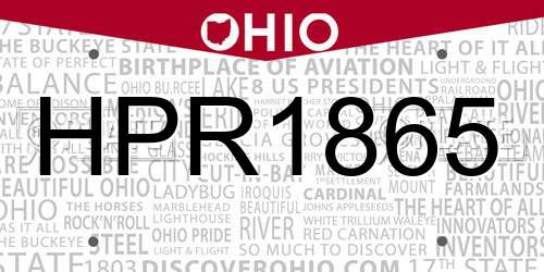 HPR1865 Ohio License Plate