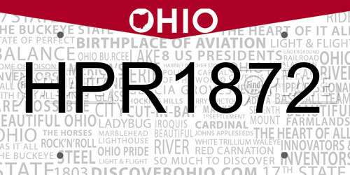 HPR1872 Ohio License Plate
