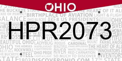 HPR2073 Ohio License Plate