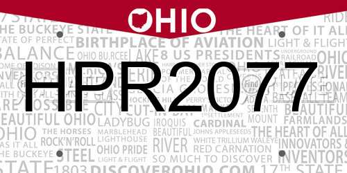 HPR2077 Ohio License Plate