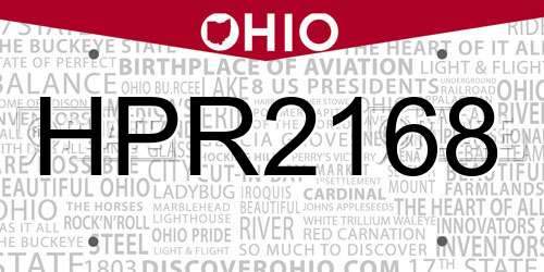HPR2168 Ohio License Plate