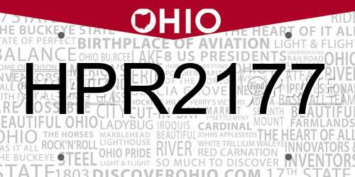 HPR2177 Ohio License Plate