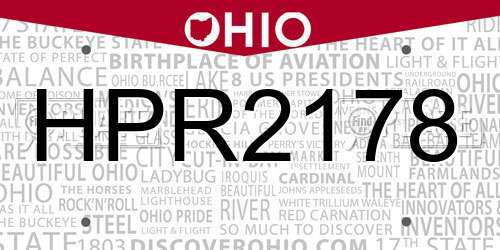 HPR2178 Ohio License Plate