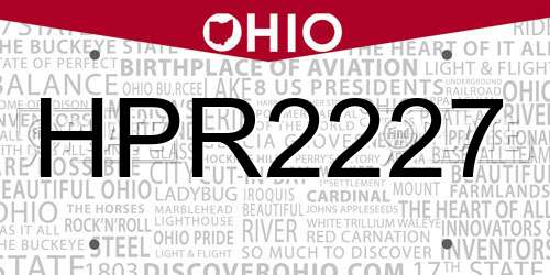 HPR2227 Ohio License Plate