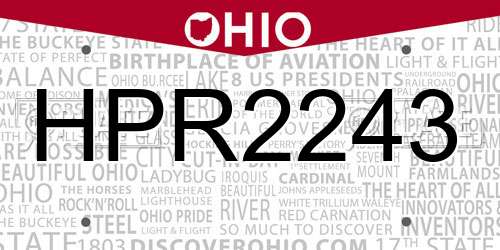 HPR2243 Ohio License Plate