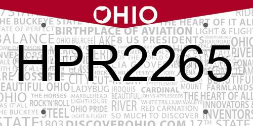 HPR2265 Ohio License Plate