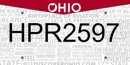 HPR2597 Ohio License Plate