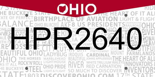 HPR2640 Ohio License Plate