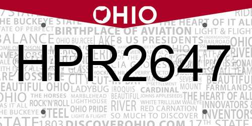 HPR2647 Ohio License Plate
