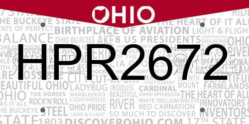 HPR2672 Ohio License Plate