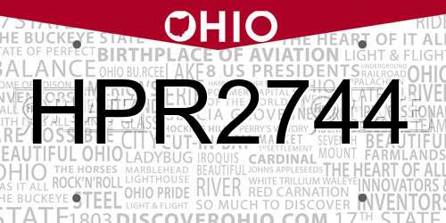 HPR2744 Ohio License Plate