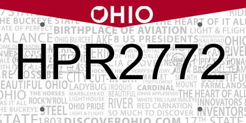 HPR2772 Ohio License Plate