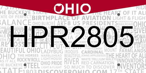 HPR2805 Ohio License Plate