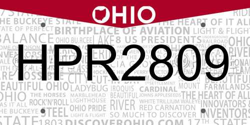 HPR2809 Ohio License Plate