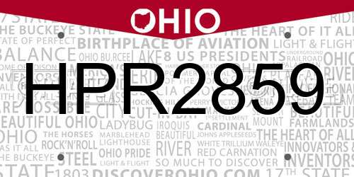 HPR2859 Ohio License Plate