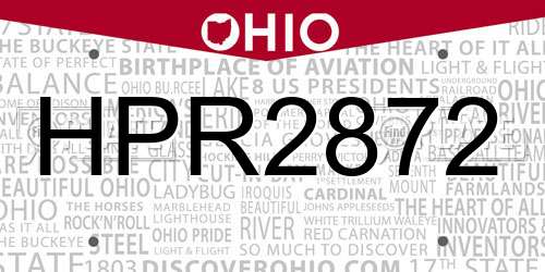 HPR2872 Ohio License Plate