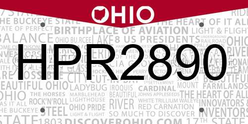 HPR2890 Ohio License Plate