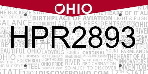 HPR2893 Ohio License Plate