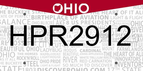 HPR2912 Ohio License Plate
