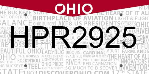 HPR2925 Ohio License Plate