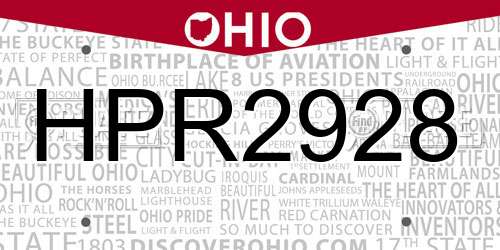 HPR2928 Ohio License Plate