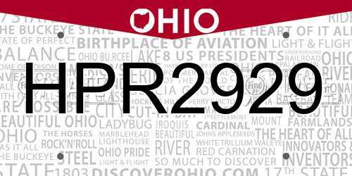 HPR2929 Ohio License Plate