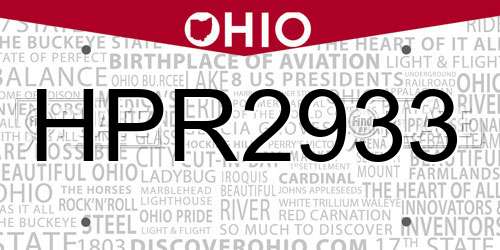 HPR2933 Ohio License Plate