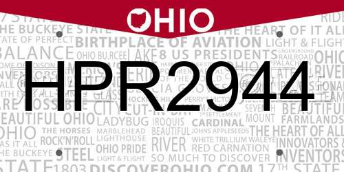 HPR2944 Ohio License Plate