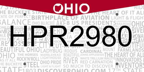 HPR2980 Ohio License Plate