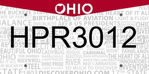HPR3012 Ohio License Plate