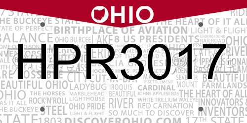 HPR3017 Ohio License Plate