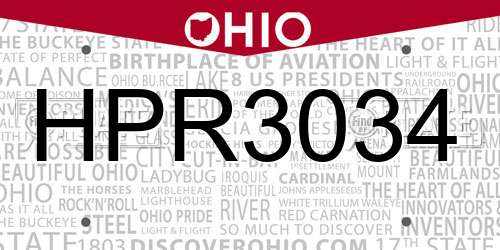 HPR3034 Ohio License Plate