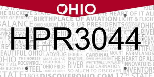 HPR3044 Ohio License Plate