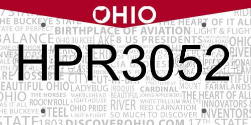 HPR3052 Ohio License Plate
