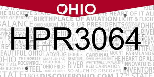 HPR3064 Ohio License Plate