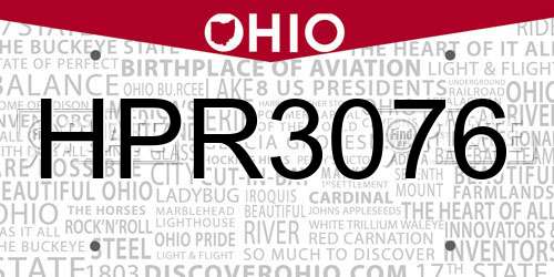 HPR3076 Ohio License Plate