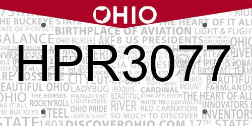 HPR3077 Ohio License Plate