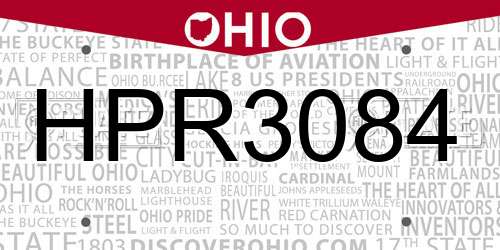 HPR3084 Ohio License Plate