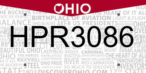 HPR3086 Ohio License Plate