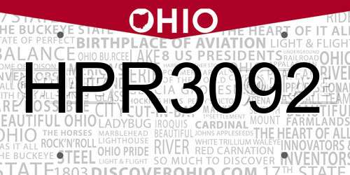 HPR3092 Ohio License Plate