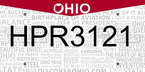 HPR3121 Ohio License Plate