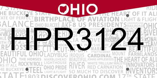HPR3124 Ohio License Plate