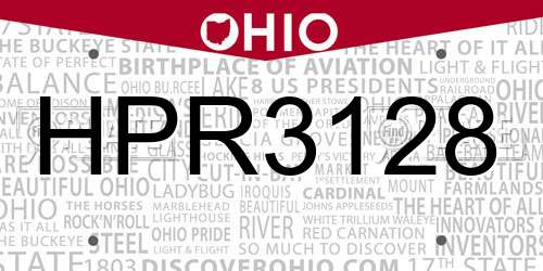 HPR3128 Ohio License Plate