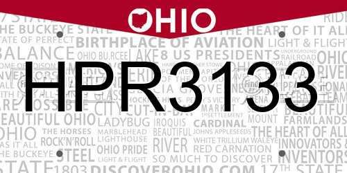 HPR3133 Ohio License Plate