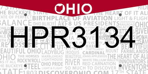 HPR3134 Ohio License Plate