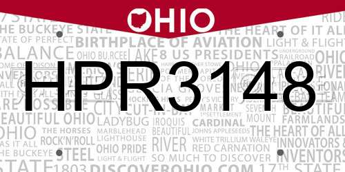 HPR3148 Ohio License Plate