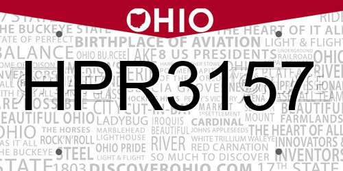 HPR3157 Ohio License Plate