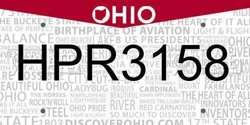 HPR3158 Ohio License Plate