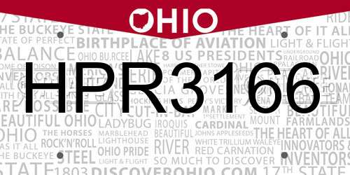 HPR3166 Ohio License Plate