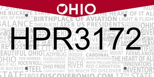 HPR3172 Ohio License Plate